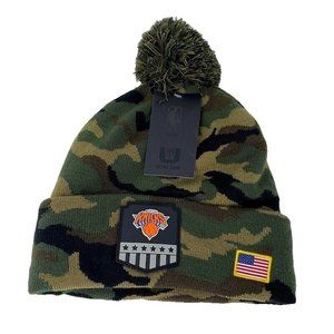 New‎ York Knicks Green Camo Beanie Salute Army Hat NBA Basketball Fleece USA
